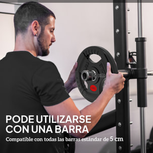 Discos Pesas Olímpicas, Agujero Ø50 mm, 2 Discos de Pesas 10 kg con Anillo Interior de Acero y Triple Agarre, para Mancuernas y Barras, Entrenamiento Fitness en Casa, Gimnasio, Negro