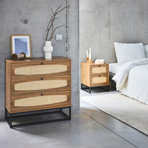 Commode décor bois et cannage 3 tiroirs RETRO