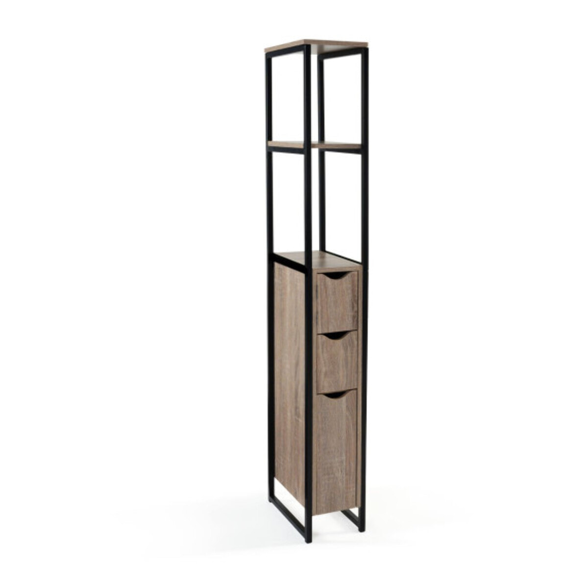 Meuble WC 3 portes design industriel avec étagères
