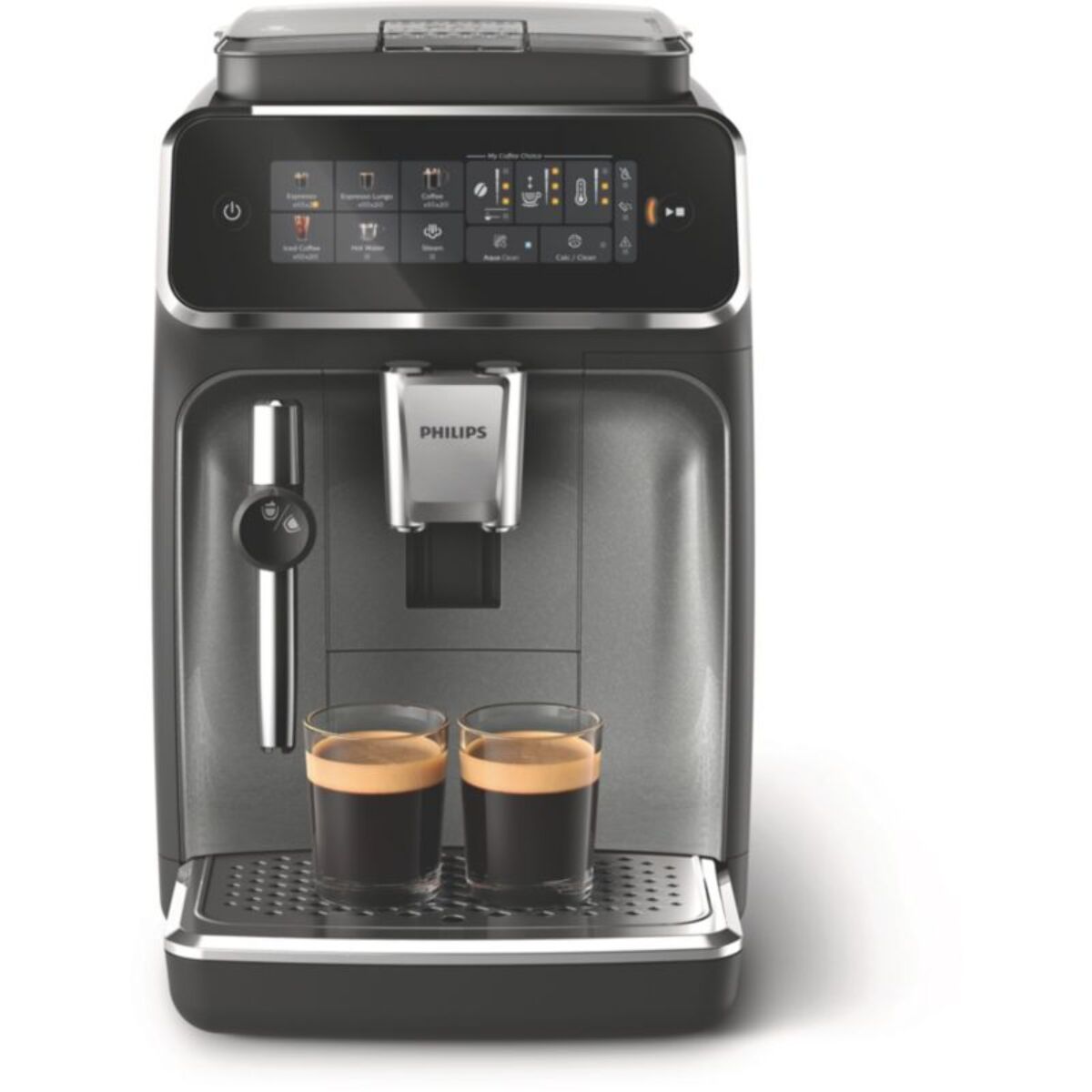 Expresso Broyeur PHILIPS EP3329/70 cafetière à grain série 3300, mousseur à lait, 5 boissons, SilentBrew, Noir mat