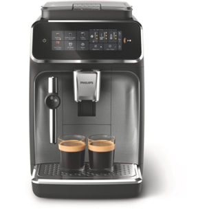 Expresso Broyeur PHILIPS EP3329/70 cafetière à grain série 3300, mousseur à lait, 5 boissons, SilentBrew, Noir mat