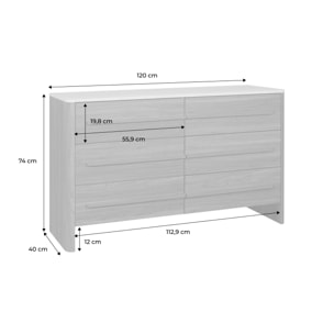 Commode décor bois et effet travertin 6 tiroirs  ARETHA