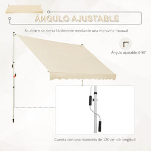 Toldo Portá¡til Balcón Plegable de Aluminio 3x1.5m Beige