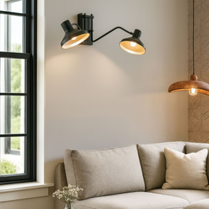 Applique double en métal noir et doré h28cm SNAKE