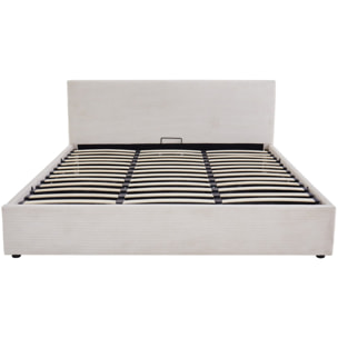 Lit coffre avec tête de lit en velours côtelé - TINA