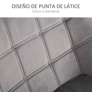 Butaca de Salón Moderna, Sillón Lectura Tapizado en Terciopelo con Asiento Ancho, Patas de Madera, Fácil Montaje, Sillón Relax para Sala de Estar, Dormitorio y Balcón, Gris