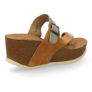 Sandalia Mujer cómoda con cuña y hebilla