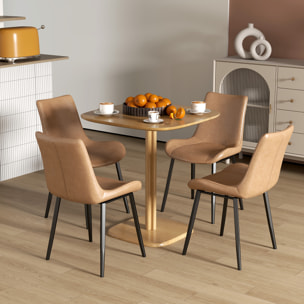 Mesa de Comedor de Madera, Mesa de Cocina Cuadrada para 4 Personas, Base Cuadrada, para Espacios Pequeños, Salón, 70x70x75 cm, Madera Natural