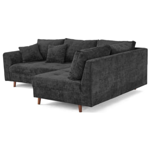 Rune - canapé d'angle droit 4 places en velours texturé - Gris Anthracite