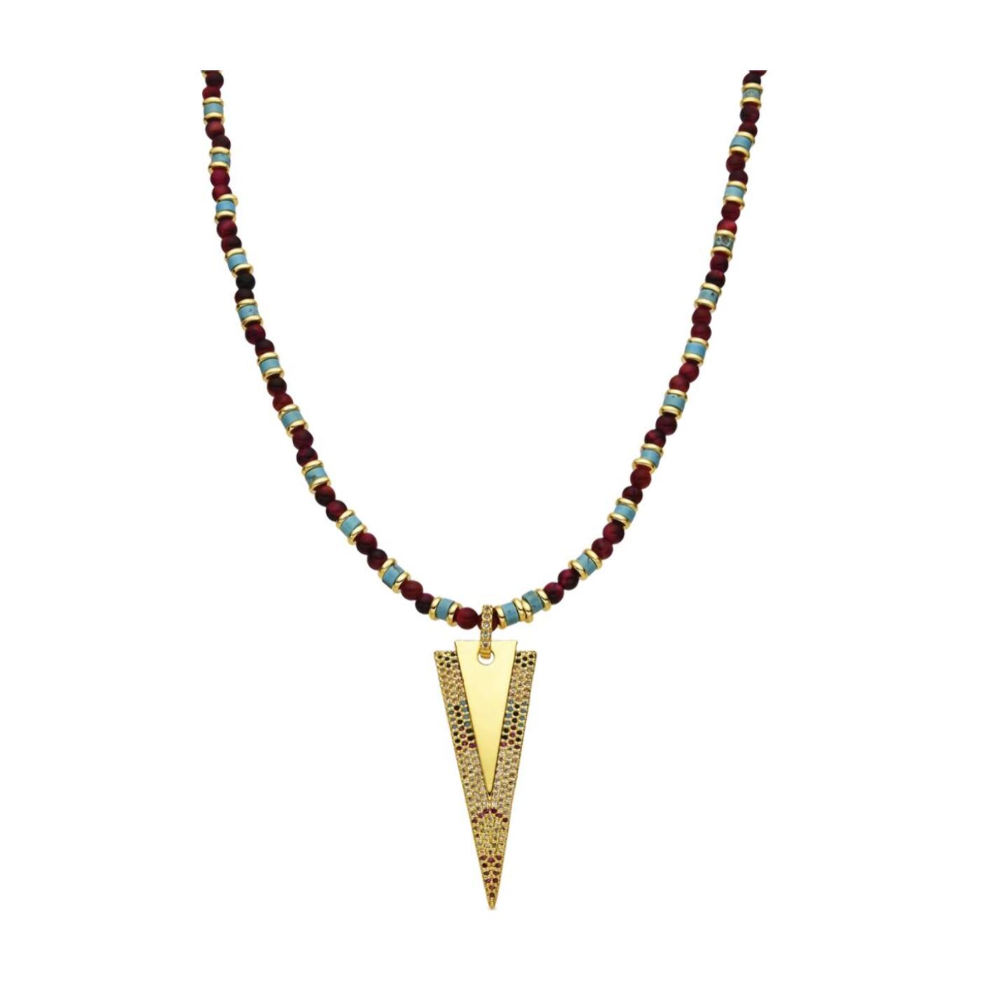 Collar con Circonita Multicolor acabado oro 18k