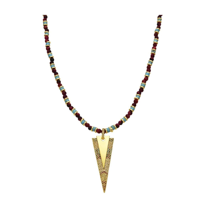 Collar con Circonita Multicolor acabado oro 18k