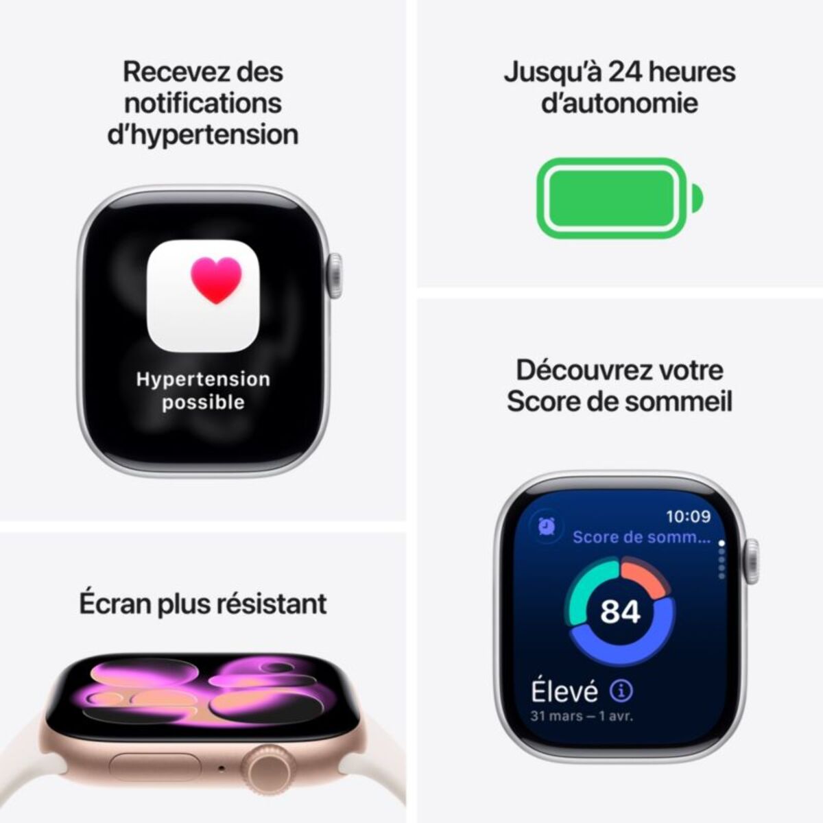 Montre connectée APPLE WATCH 42mm Alu Argent / Violet Serie 11 S/M