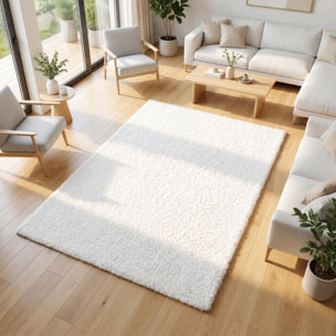 Tapis shaggy fait main motif uni DEHA