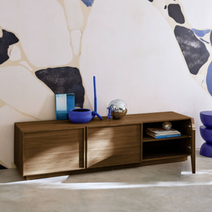 Meuble TV décor bois 3 portes 180cm KUBA