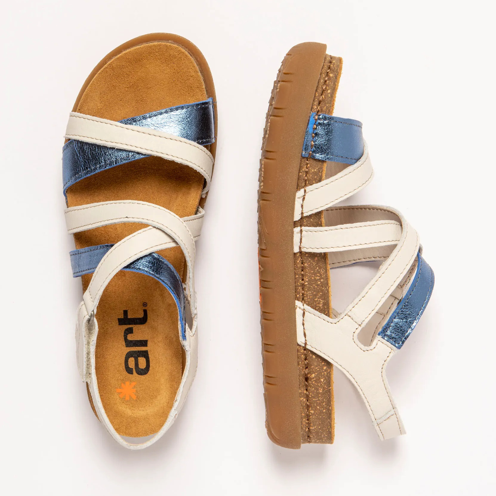 Sandalias 1714 NAPPA CREAM-BLUE /RHODES color Cream-blue