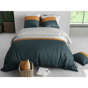 Parure housse de couette 100% coton 57fils + 2 taies Orus