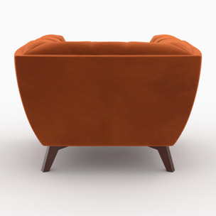 Ensemble canapé et fauteuil en velours orange 4 places - Mona