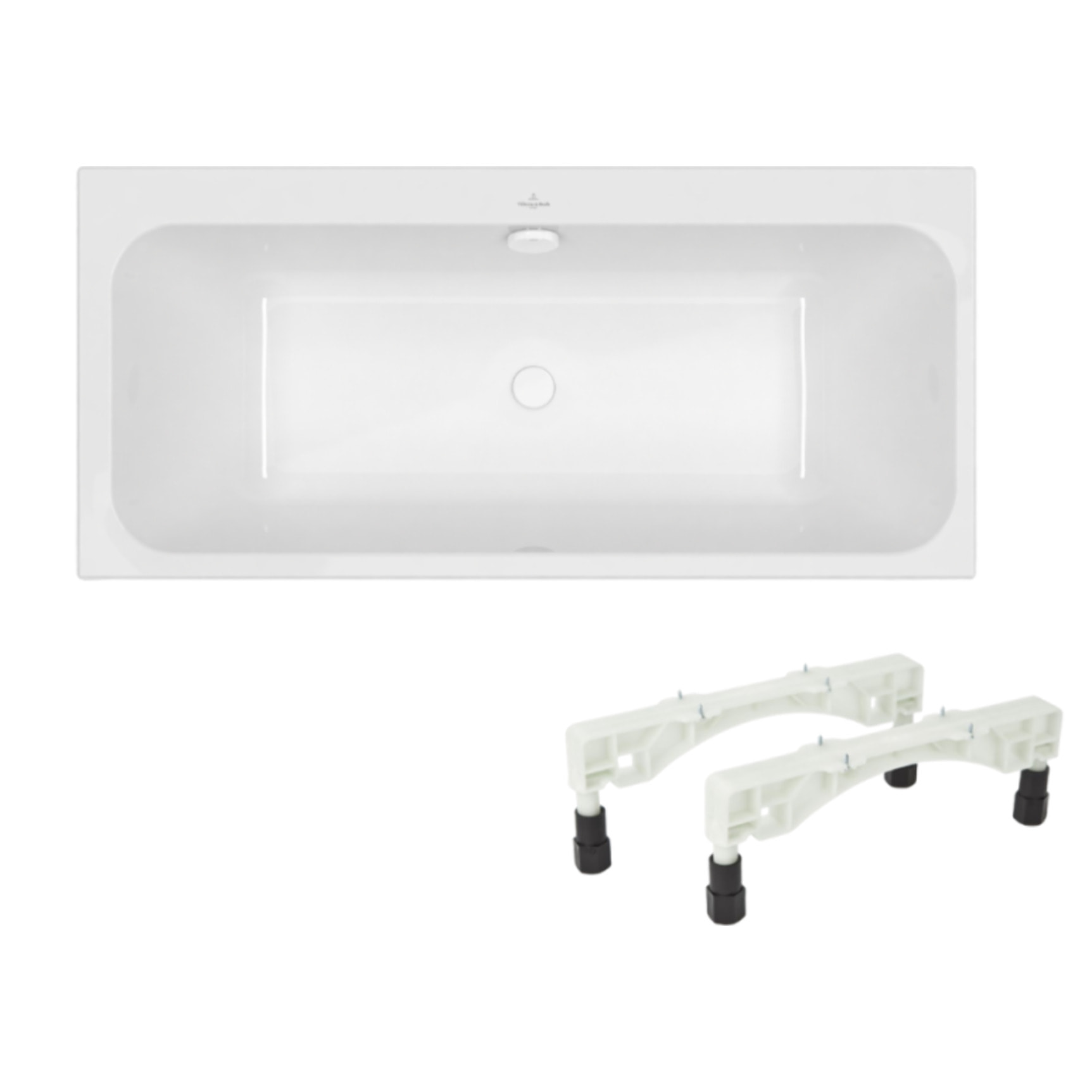 Baignoire droite 150 x 70 VILLEROY & BOCH Architectura + Pieds + Vidage de baignoire WIRQUIN blanc