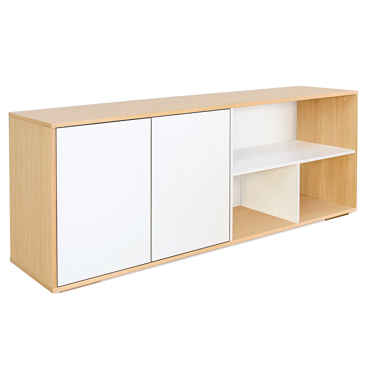 Buffet bas scandinave finition bois clair et blanc L190 cm EZIA