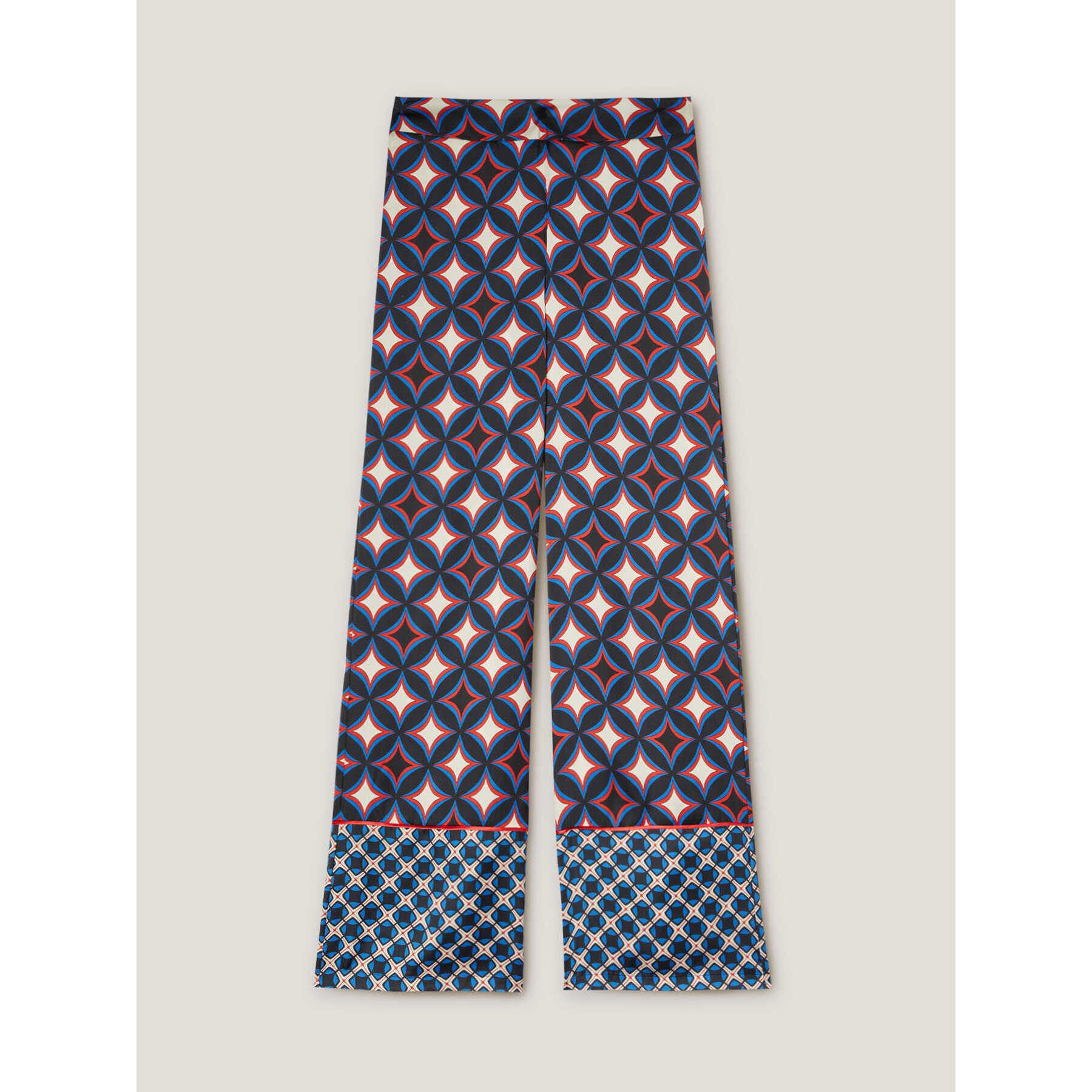 Motivi - Pantalones modelo palazzo de raso con estampado geométrico - Azul