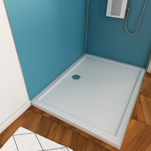 Pack Panneaux Muraux Aluminium Bleu 120+90 - Profilés Chromes + Receveur Acrylique 120x90