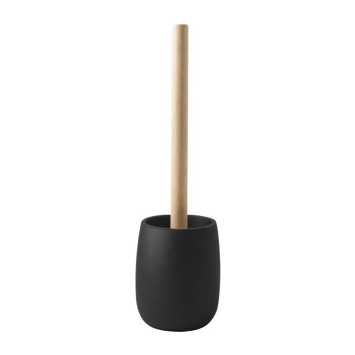 Brosse wc avec support Polyresine & bois SVEN Noir mat Spirella