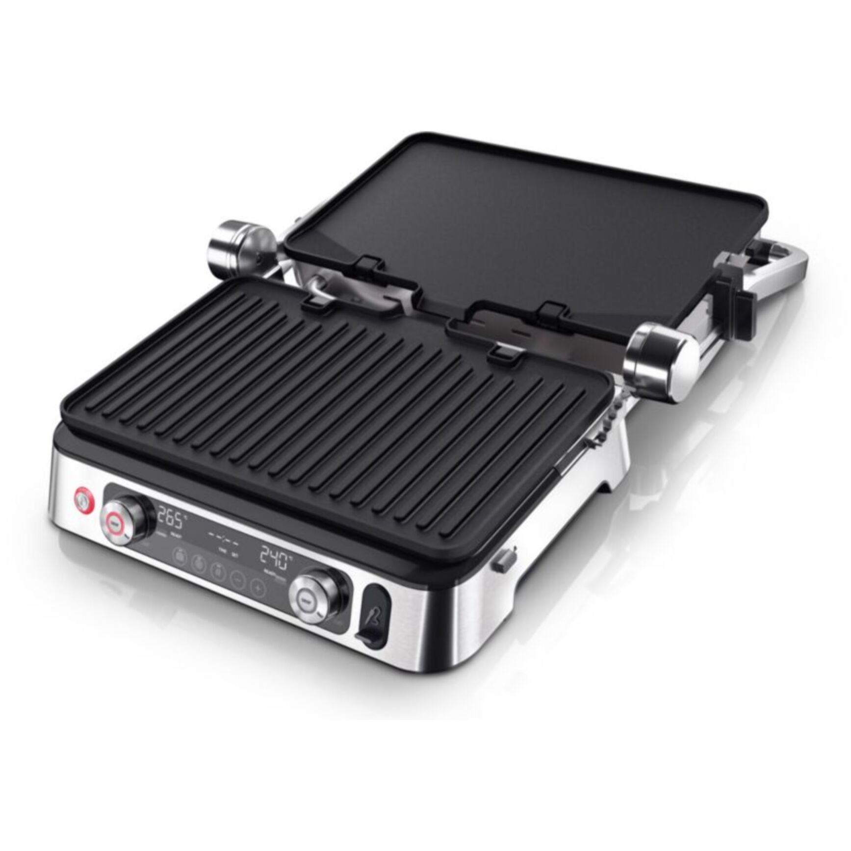 Grille-viande BRAUN CG9160 inox 2 zones de cuissson, plaques amovible, sonde, 37x23 cm