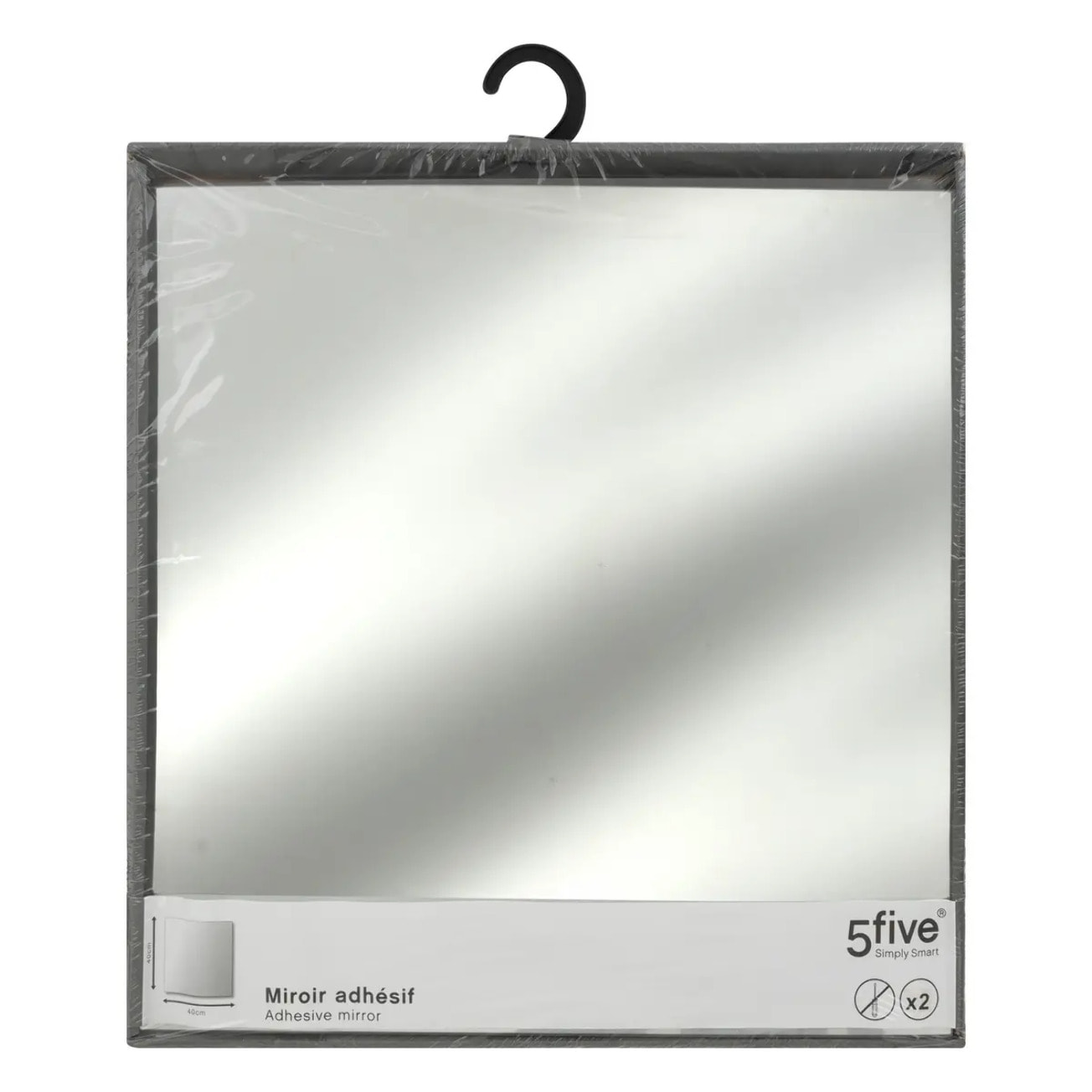 Lot de 2 miroirs carrés adhésifs 40x40