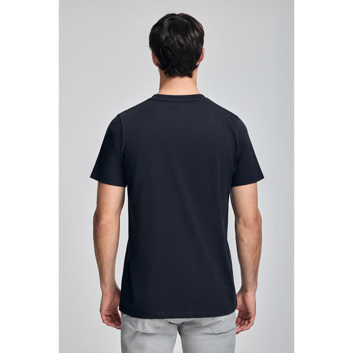 Camiseta azul marino con cuello redondo y bordado Rigby Go