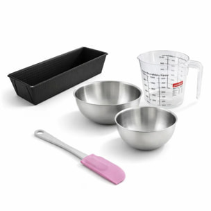 Set pâtisserie avec moule à cake, 2 bols à mixer, verre mesureur et spatule Zenker