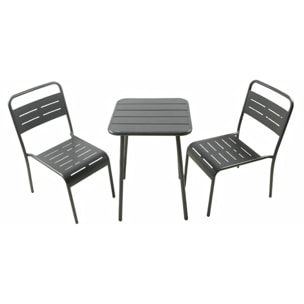EVORA Ensemble table de jardin carrée et 2 chaises