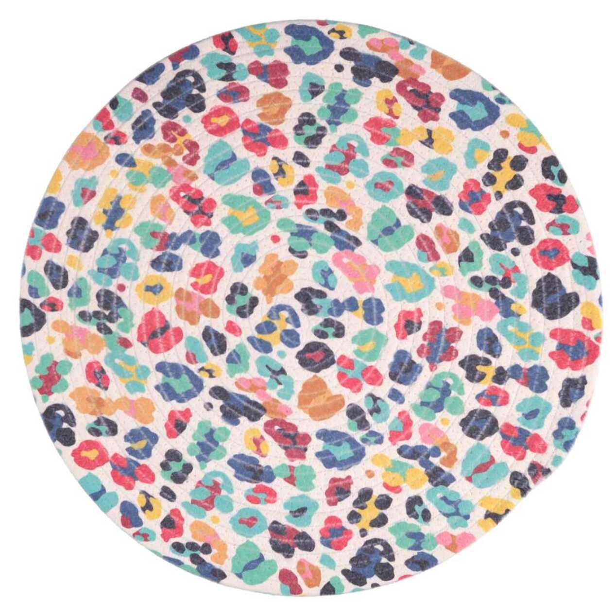 Tovaglietta in cotone multicolor double face bianco tondo cm ø38