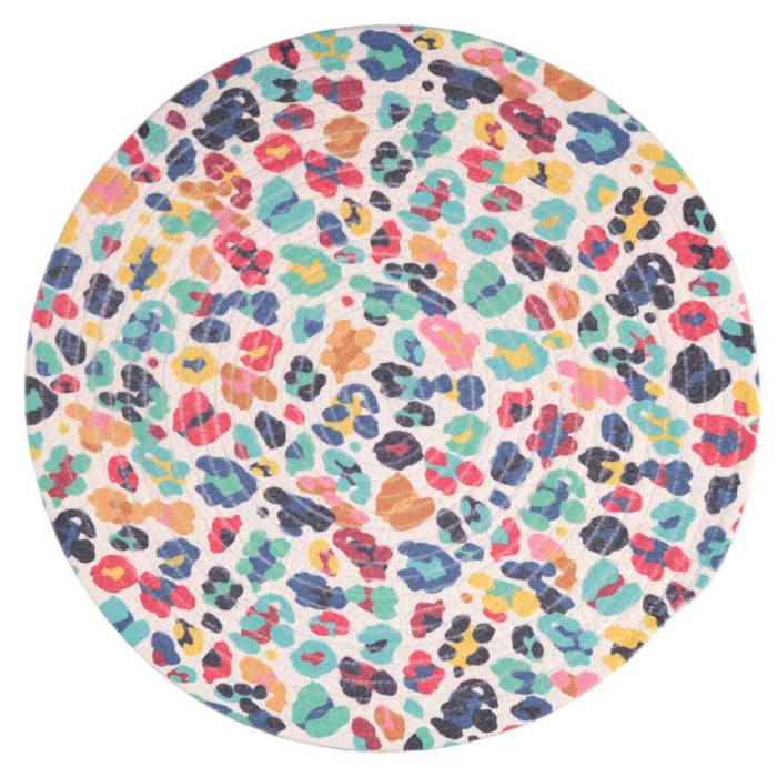 Tovaglietta in cotone multicolor double face bianco tondo cm ø38