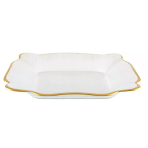 Lot de 6 Assiette carrée en verre bords dorés 25x25x2cm