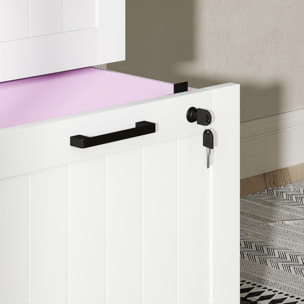 Cajonera de Oficina Mueble Archivador con 3 Cajones Cajonera para Escritorio con Cerraduras Carpetas Suspendidas para A4 y Carta 40x40x101 cm Blanco