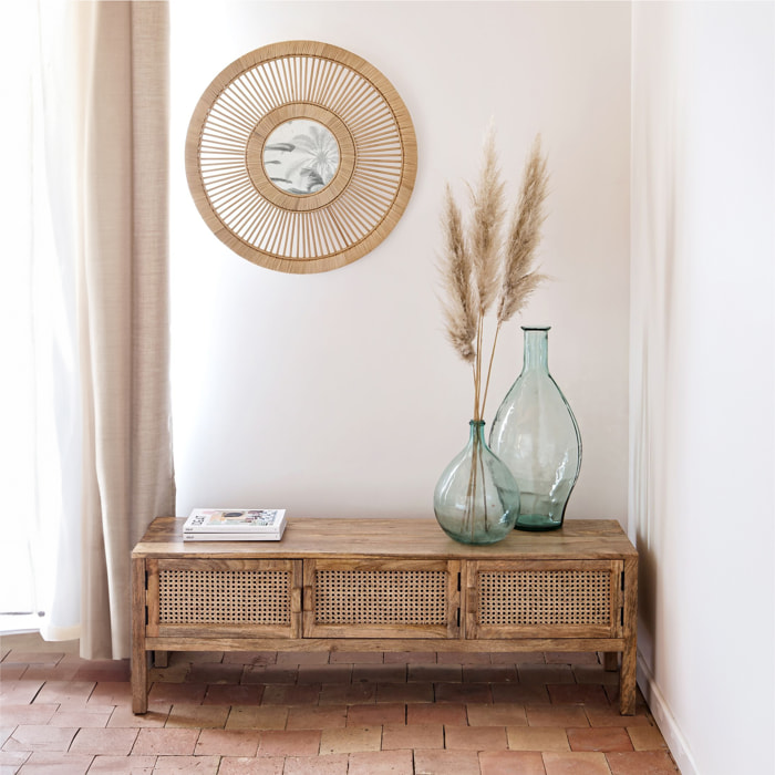 Meuble TV cannage et bois de manguier 140 cm - Tiki