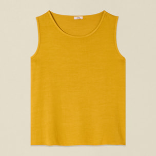Oltre - Top sin mangas mezcla de lino - Amarillo