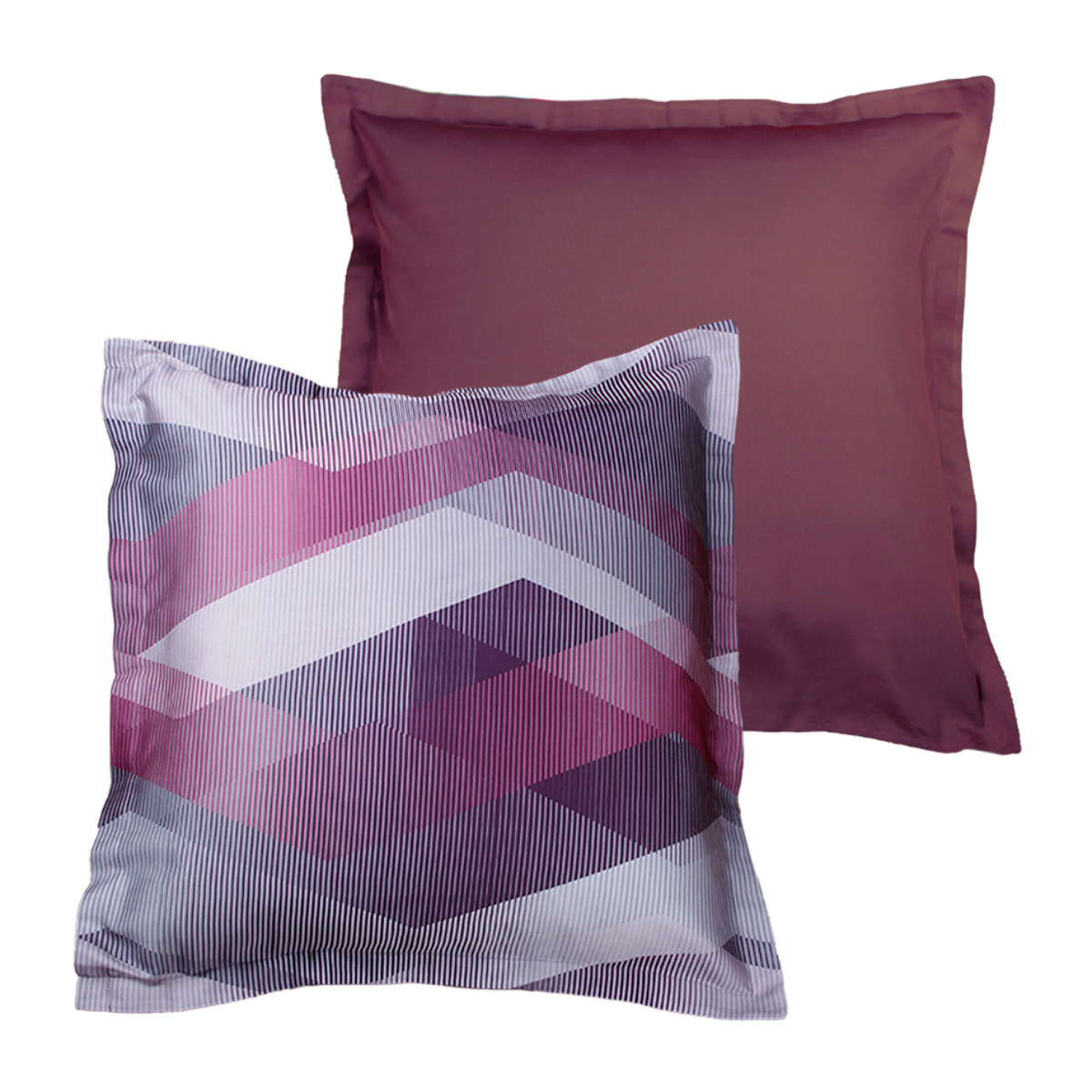 Lot de 2 Taies d'oreiller satin de coton imprimé Helix Purple
