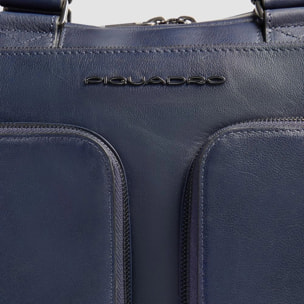 Piquadro Borsa porta in pelle porta pc e iPad® con protezione antiurto, tasca porta bottiglia