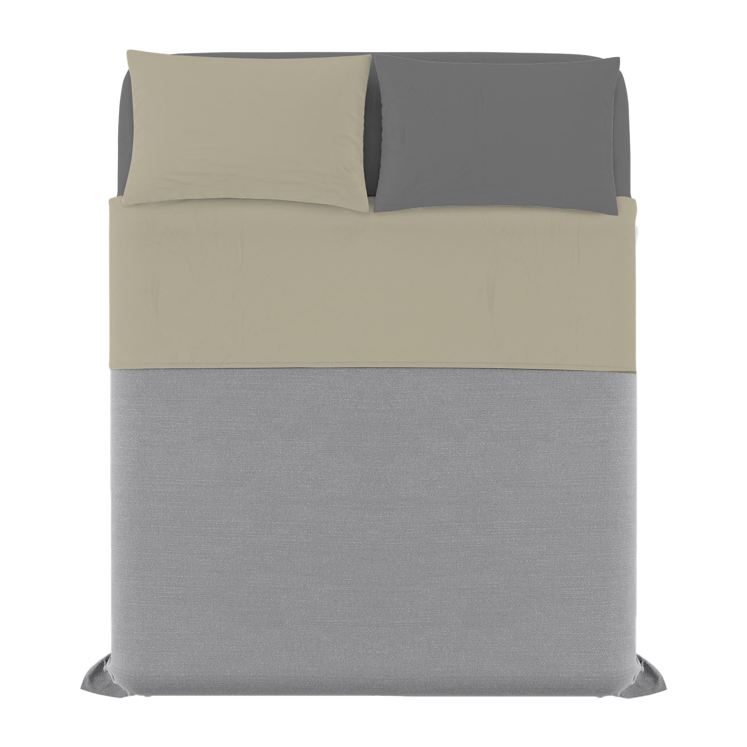 COMPLETO LETTO NATURAL COLOUR MADE IN ITALY COTONE-TORTORA/FUMO MATRIMONIALE