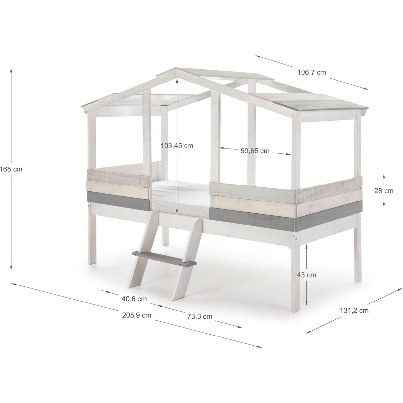 Lit cabane enfant rustique en bois  - MARTIN