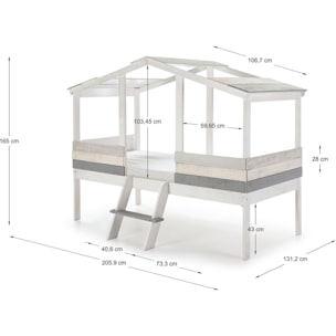 Lit cabane enfant rustique en bois  - MARTIN