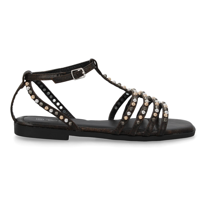 Sandalias planas de mujer, comodas y elegantes, diseño moderno con adornos brillantes