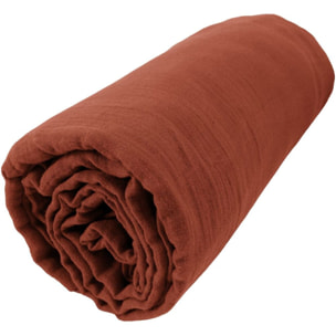 Drap Housse - Bonnet:30cm - 100% gaze De Coton Terracotta