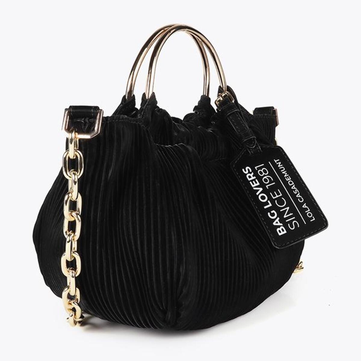 Piccola borsa plissettata effetto pelle cerata con etichetta 'bags lovers'