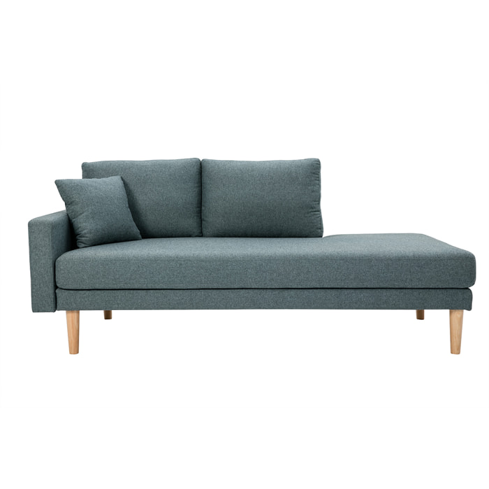 Méridienne scandinave en tissu vert de gris et bois clair massif L190 cm BERTILLE