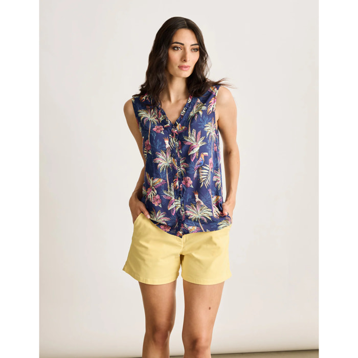 Camisa Manga Corta Azul - Sambisa