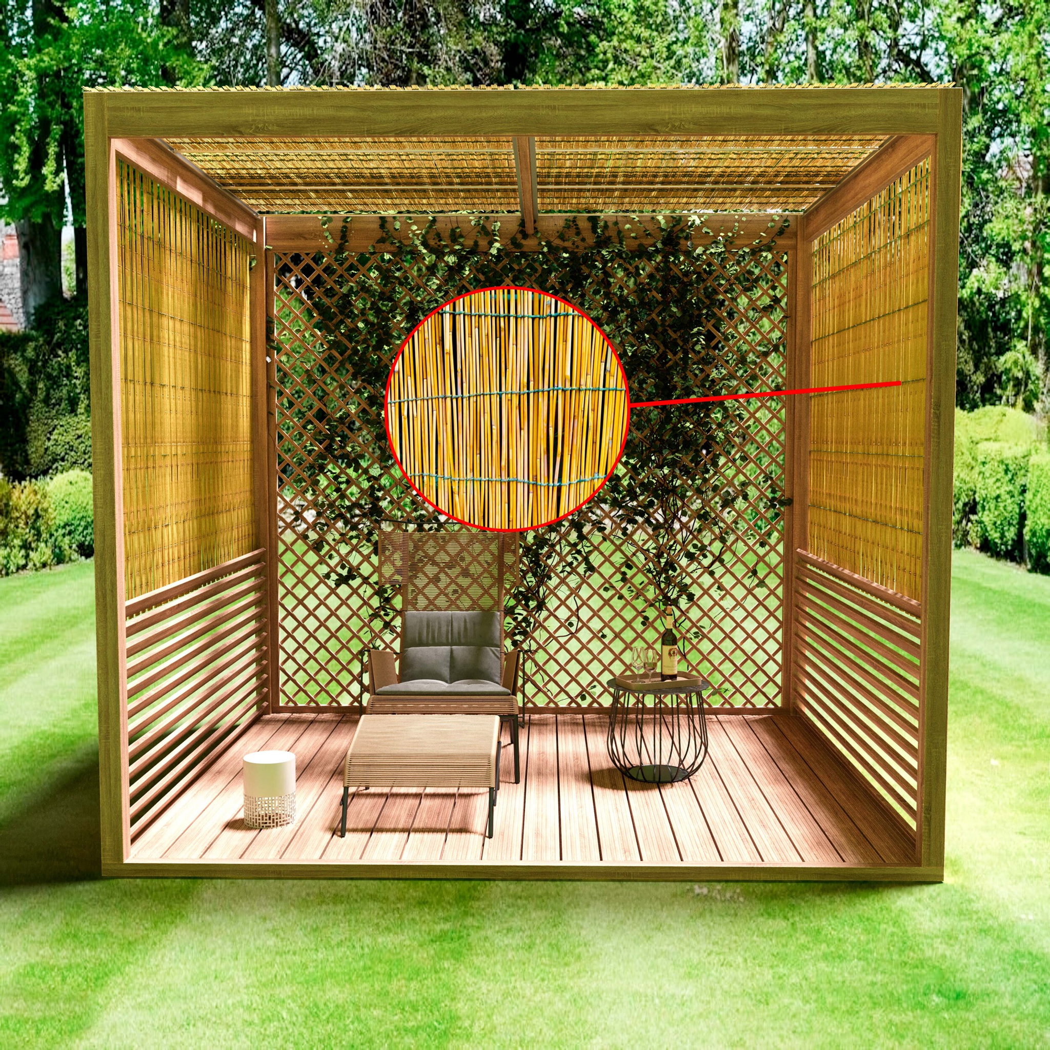 Arella In Canna Cannette In Bamboo Pelato Bambù Naturale Da 5 mm Arelle Canniccio Decorativo Recinzione Stuoia Ombreggiante Frangivista 1.2 x 3 M