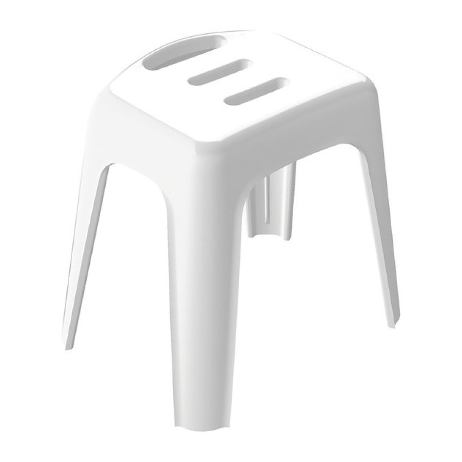 Tabouret grand siège de douche HOCKER Blanc - Max 130kg Spirella