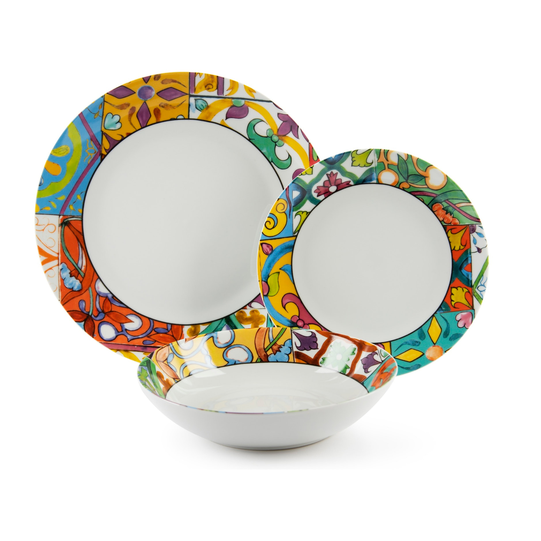 Service assiettes 12 pièces Excelsa – Belem, Porcelaine Multicolore